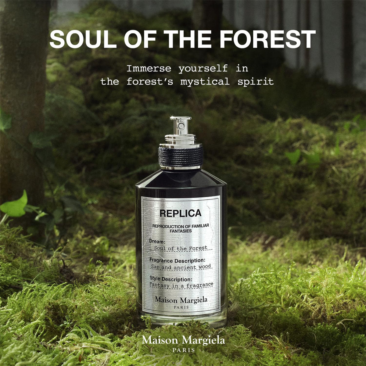 Maison Margiela Soul of the Forest Eau de Parfum sur une table en bois