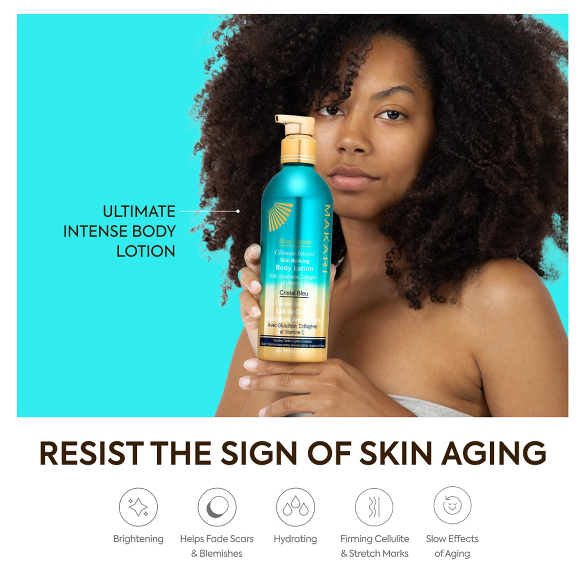 MAKARI lotion avec ingrédients naturels sur fond blanc