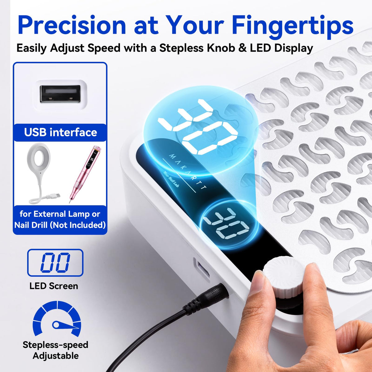 Makartt Aspirateur de Poussière à Ongles vue latérale