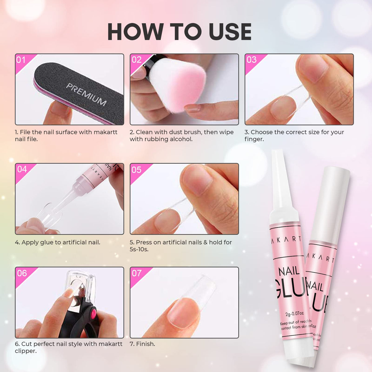 Makartt colle à ongles sur fond blanc