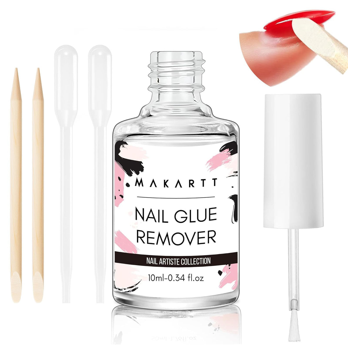 Makartt Dissolvant de Colle pour Ongles 10ML avec pipettes