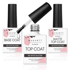 Makartt Gel Top et Base Coat Set incluant base coat, top coat mat et brillant