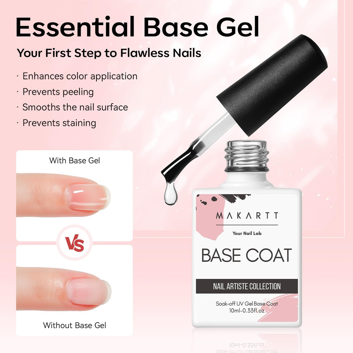 Makartt top coat brillant en application sur des ongles
