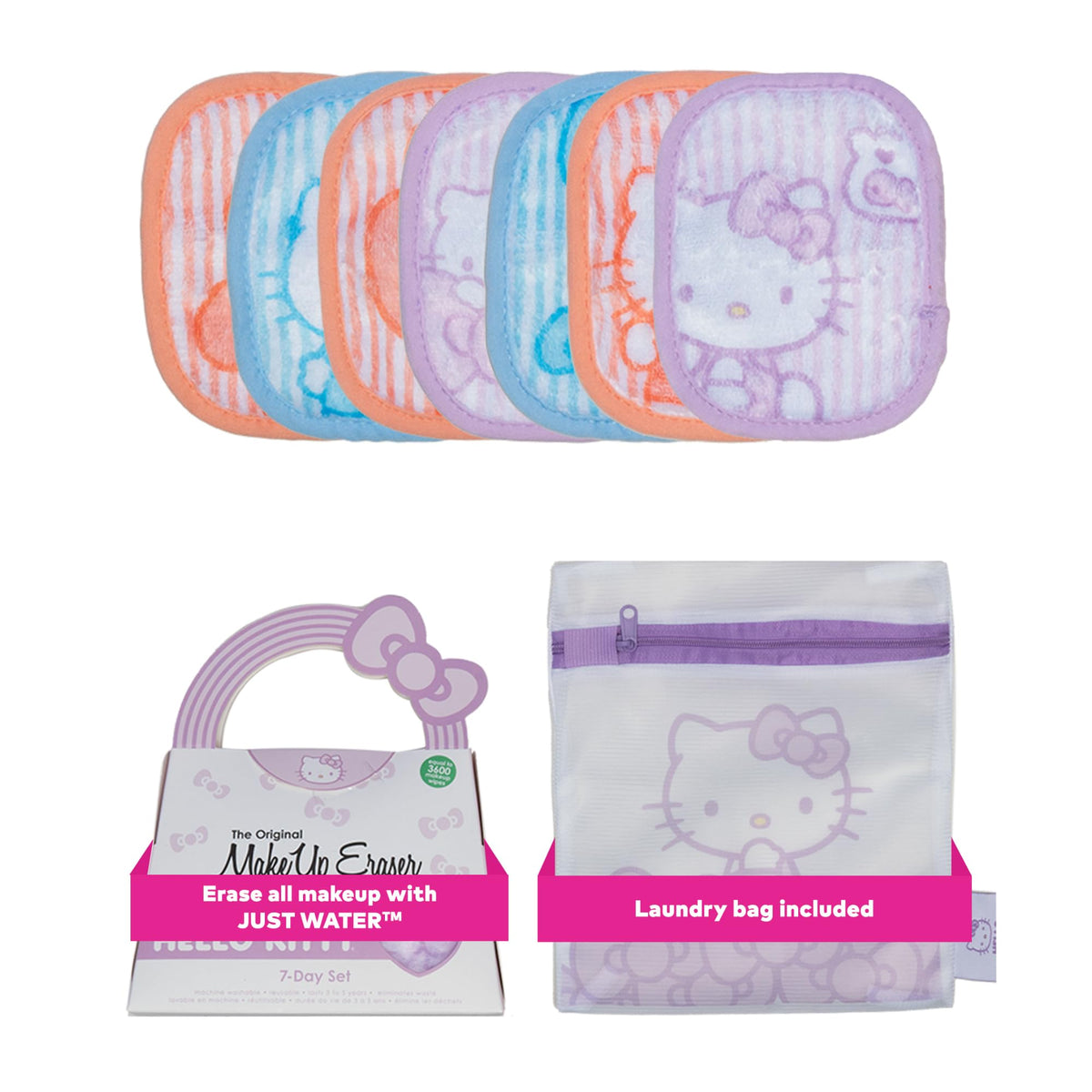 MakeUp Eraser Set de 7 Jours en couleur pastel Hello Kitty