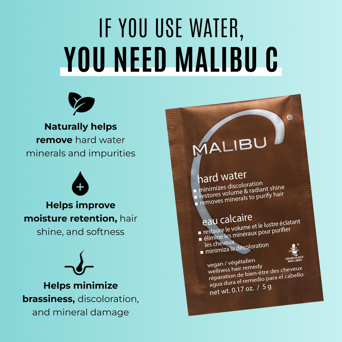 Malibu C Masque Détox Cheveux 12 Sachets vue arrière