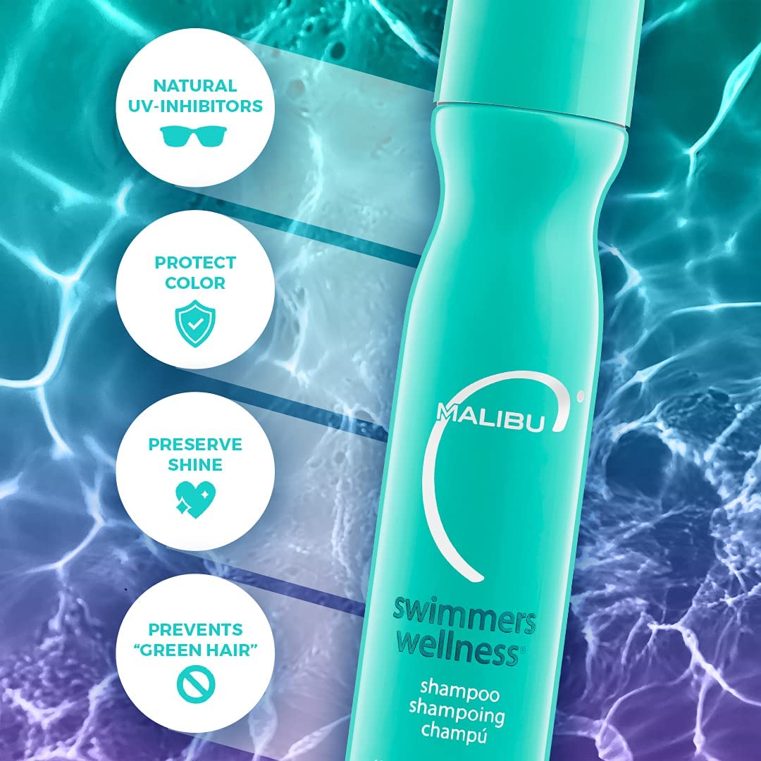 Malibu C Shampoo Clarifiant Bien-Être pour Nageurs 266ml arrière avec étiquetage