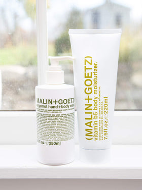 MALIN+GOETZ Gel Nettoyant Mains et Corps Bergamote 300g contenu sur une étiquette