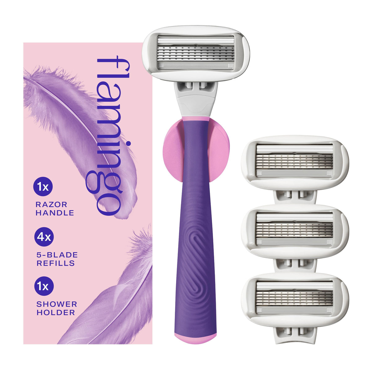 Manche de rasoir Flamingo avec lames en acier inoxydable