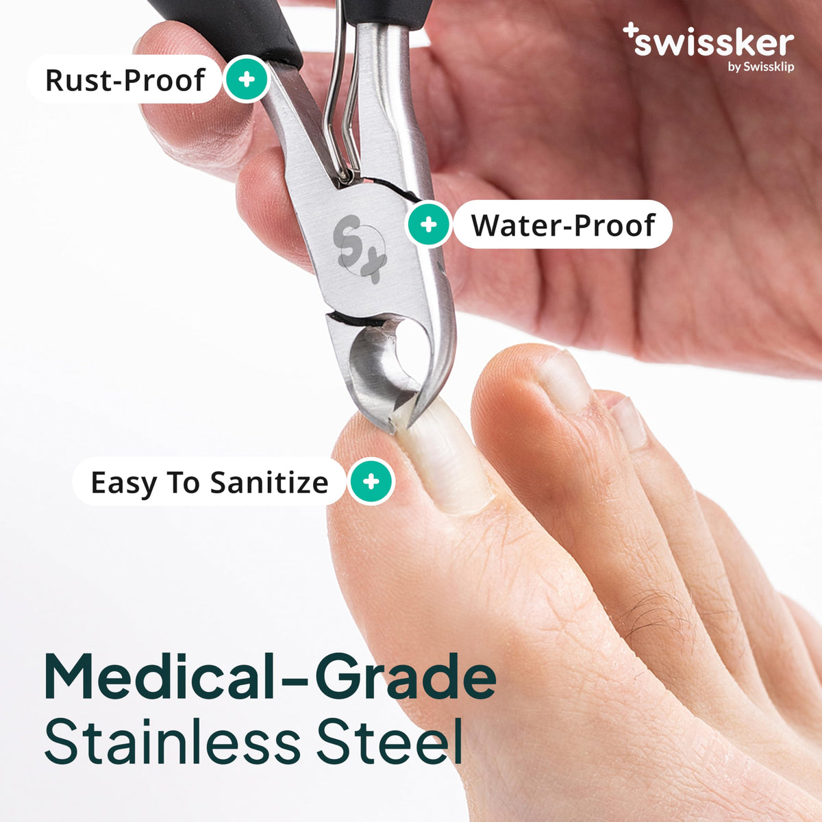 Manche long et ergonomique du coupe-ongles Swissklip