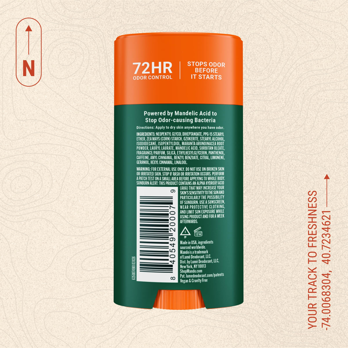 Mando déodorant avec zoom sur l'emballage