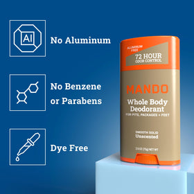 Mando déodorant corps complet stick solide pour hommes en utilisation