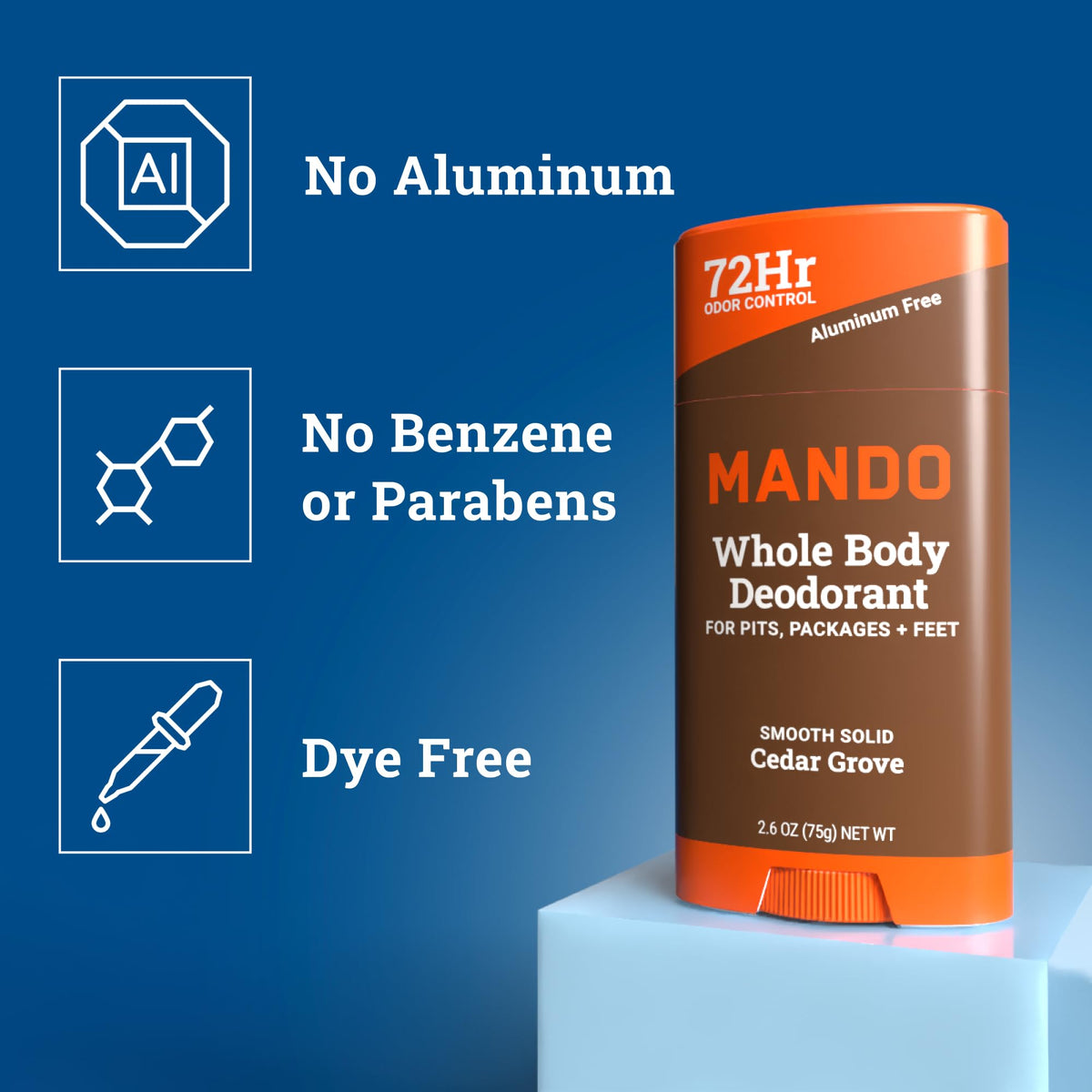 Mando Déodorant Solide pour Hommes, Cèdre, packaging