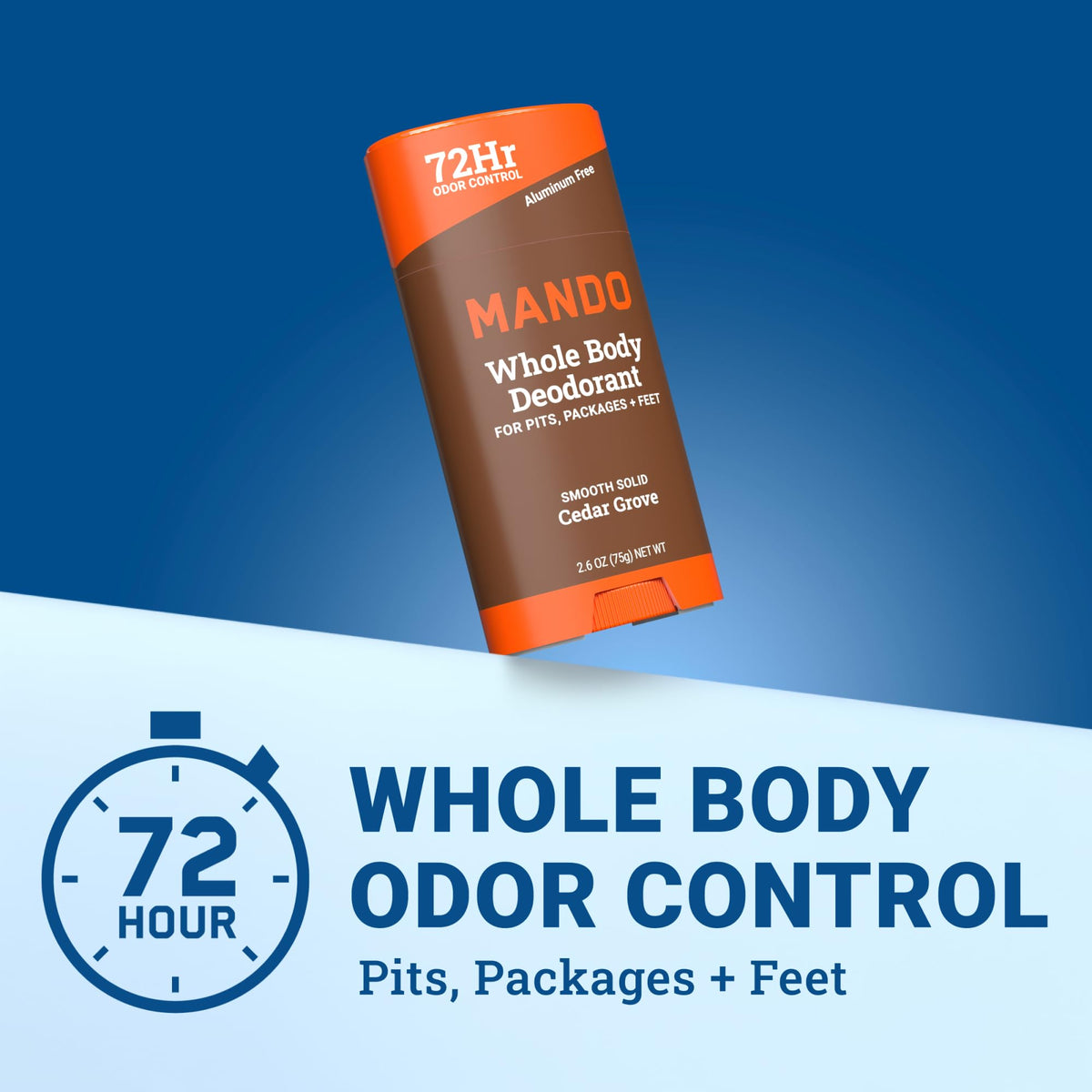 Mando Déodorant Solide, stick de 2,6 oz, Cèdre, présentation