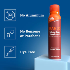 Mando Déodorant Spray 3,6 oz, étiquette