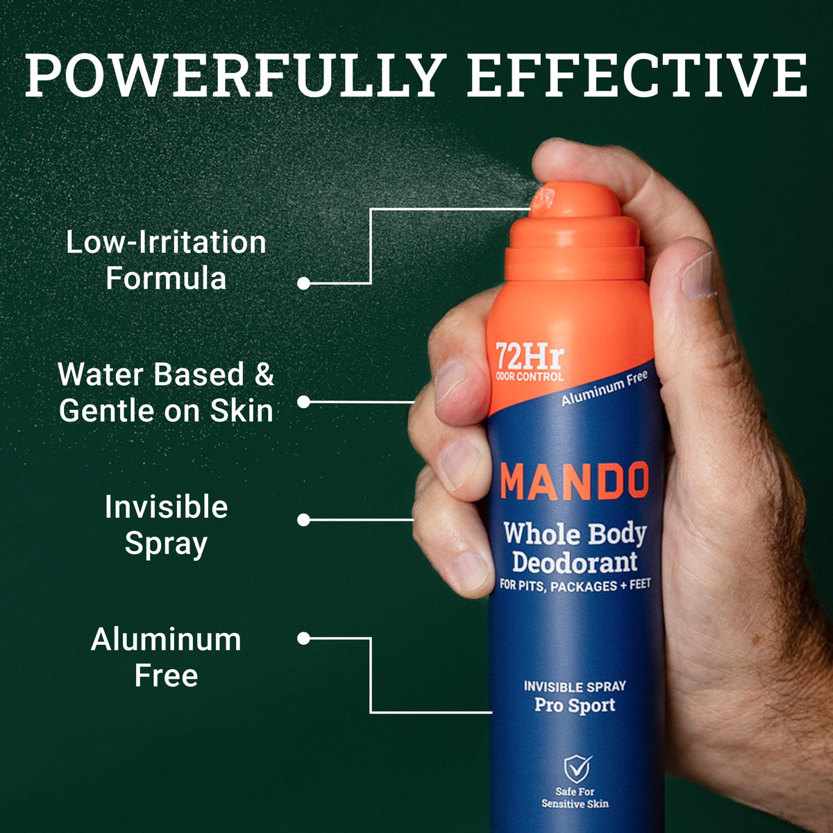 Mando déodorant spray 3 pack sur fond neutre