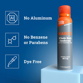 Mando déodorant spray en action sur peau