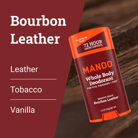 Mando déodorant stick solide sur une surface blanche