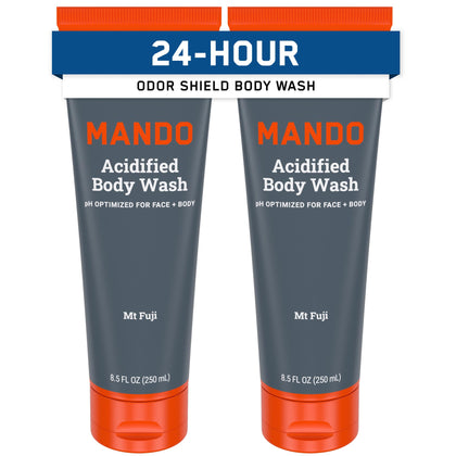 Mando Gel Douche 8,5 oz, emballage avant avec design Mt Fuji