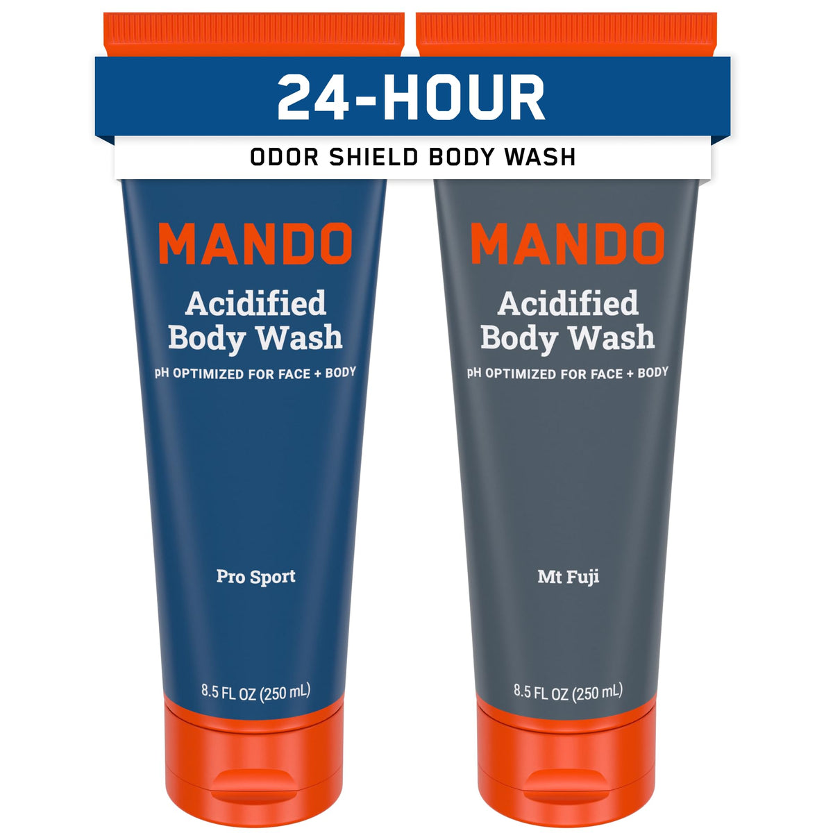 Mando Gel Douche 8,5 oz vue avant avec étiquette Pro Sport