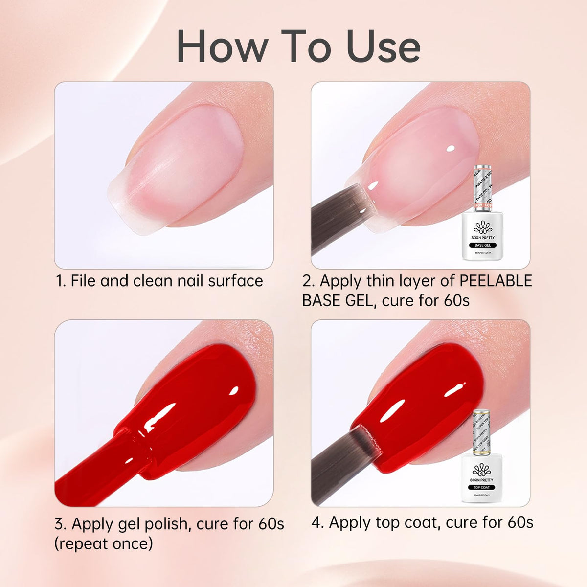 Manucure avec gel de base Born Pretty