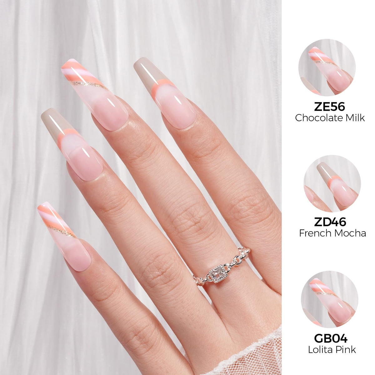 Manucure avec le vernis à ongles gel TOMICCA sur les mains