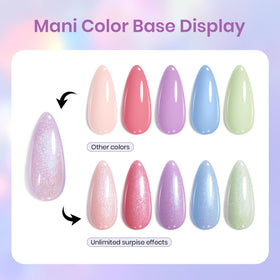 Manucure avec le vernis gel paillettes violet Beetles