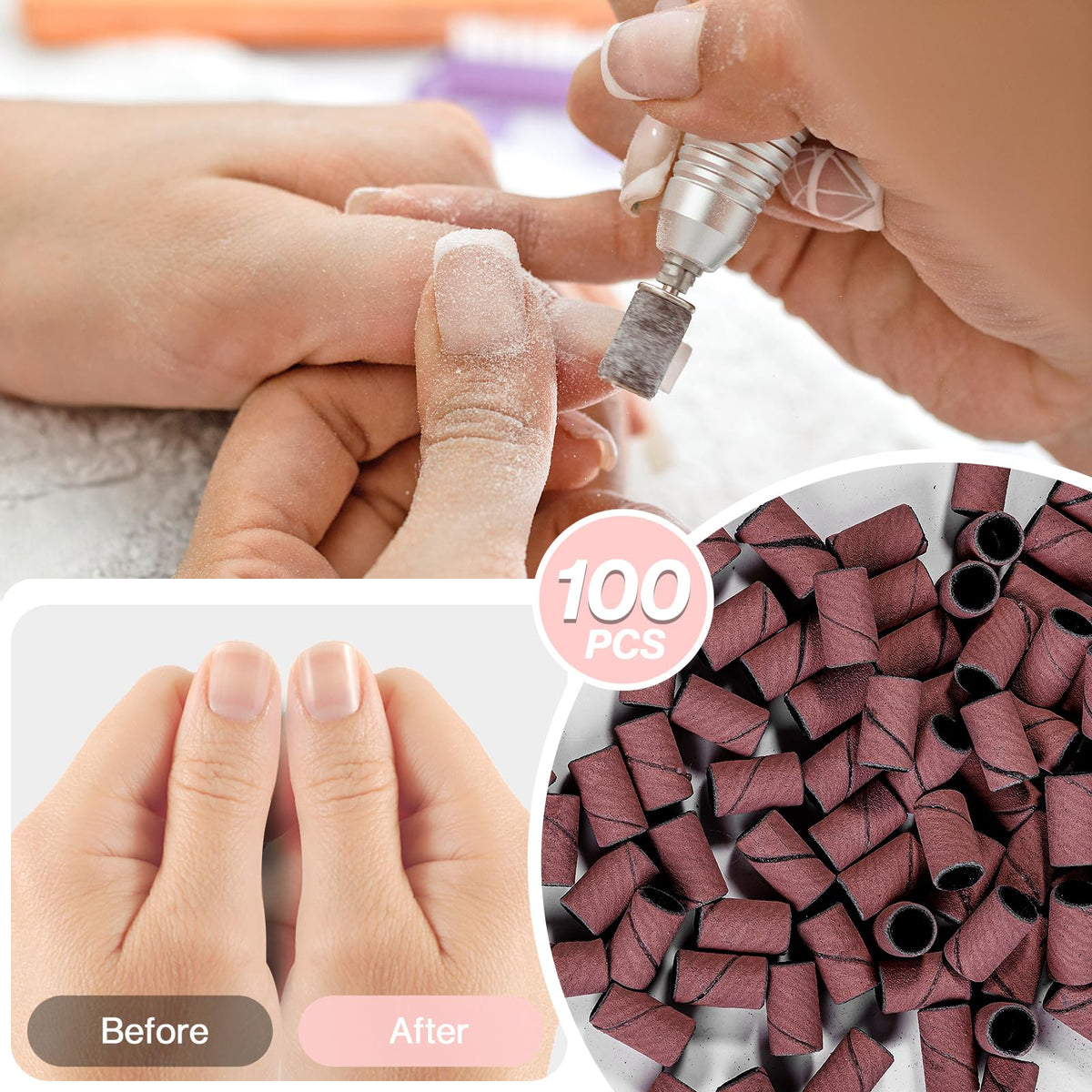 Manucure avec les bandes abrasives MelodySusie #120 en action