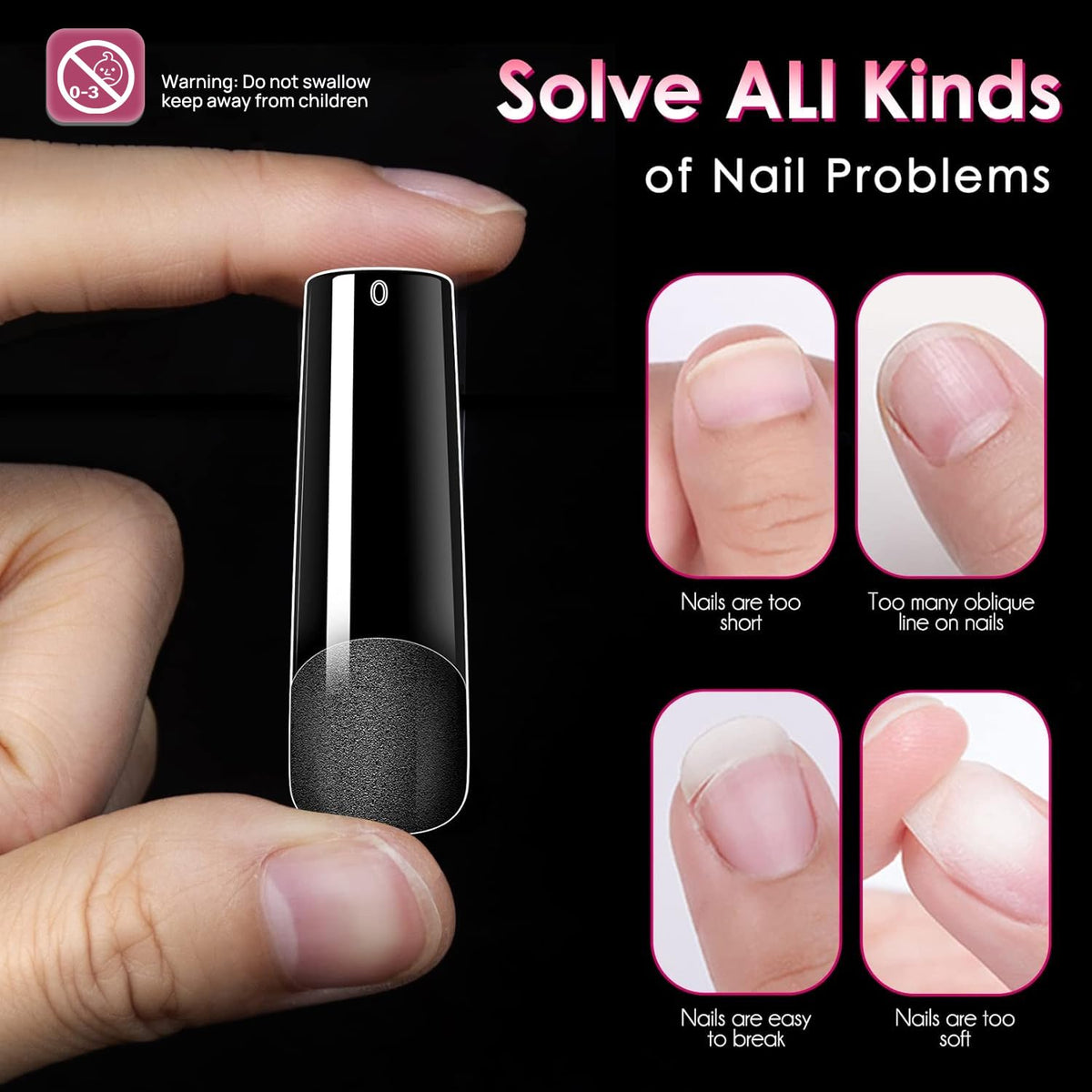 manucure avec ranrose Long Straight Nail Tips XXL