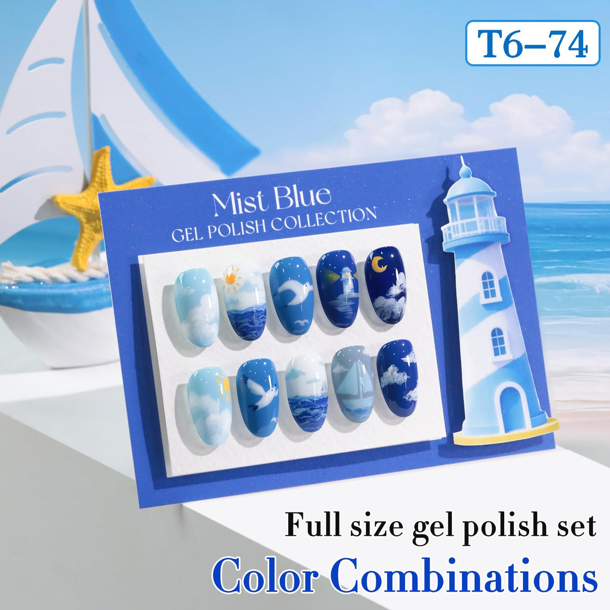 Manucure avec vernis gel bleu nuit Double Rhythm sur des ongles