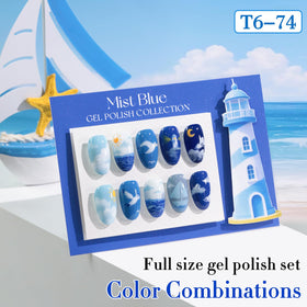 Manucure avec vernis gel bleu nuit Double Rhythm sur des ongles