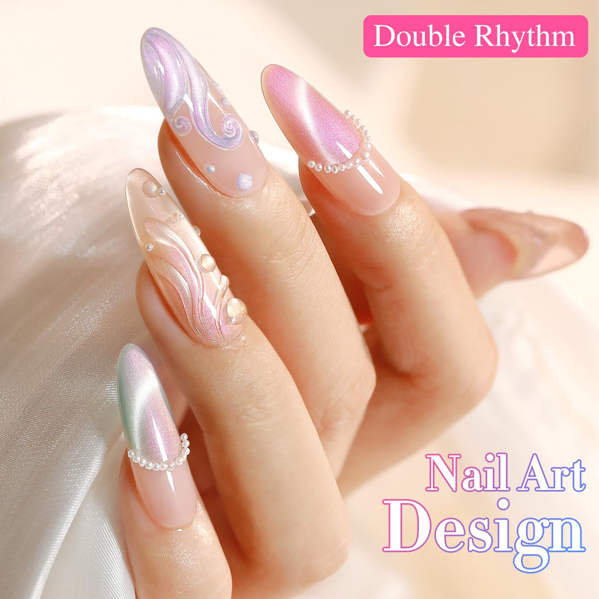 Manucure avec vernis gel rose de Double Rhythm