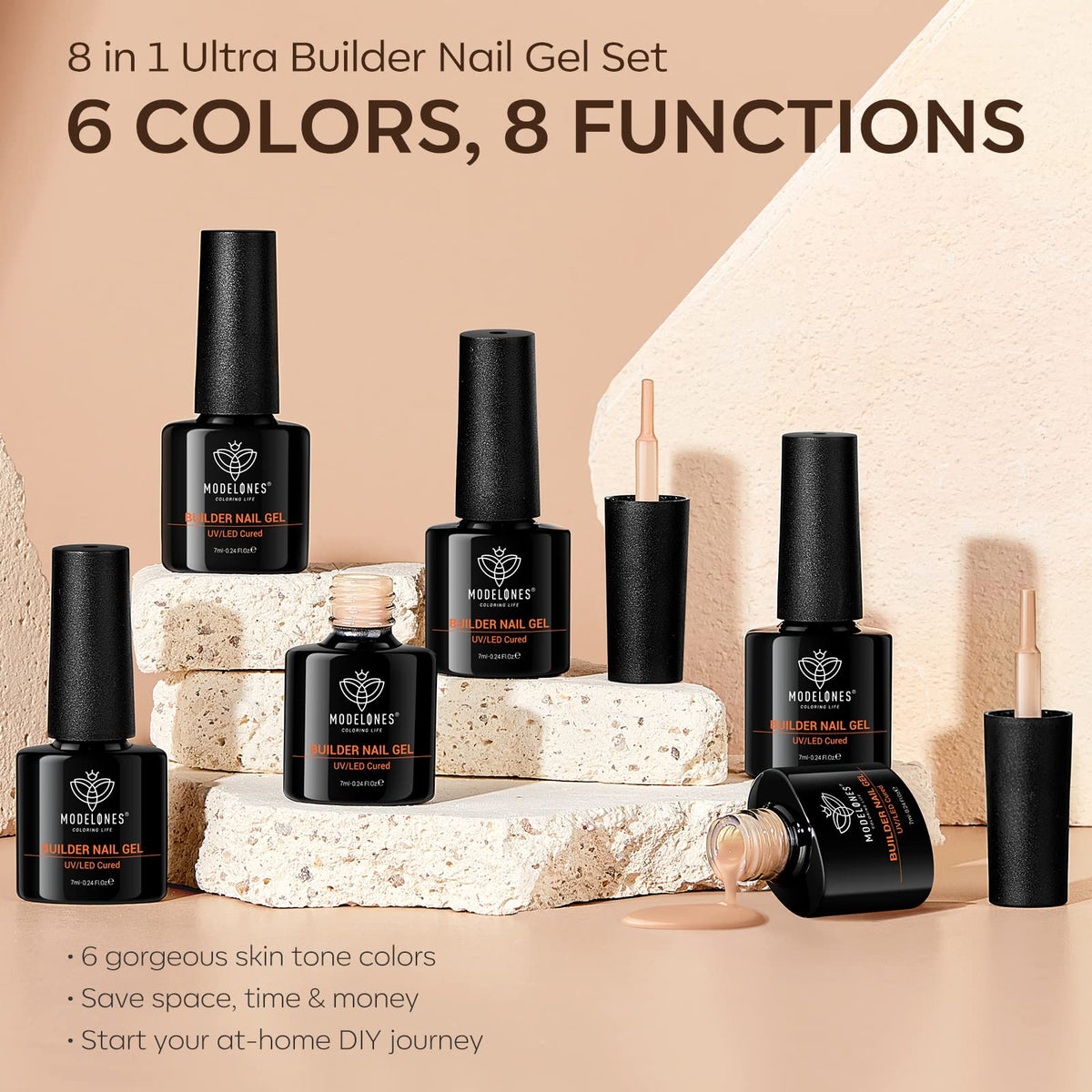manucure élégante avec le gel builder caramel
