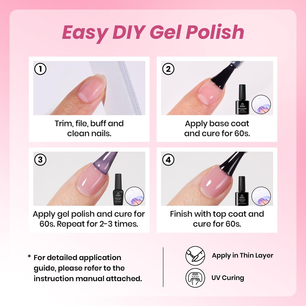 manucure élégante avec vernis gel rose nude
