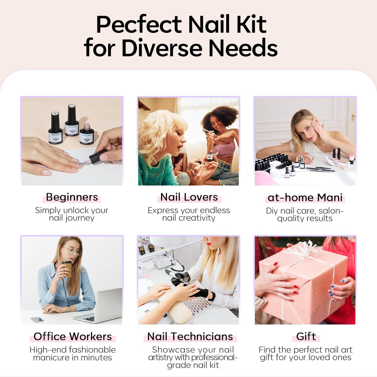 Manucure réalisée avec le set de vernis gel modelones