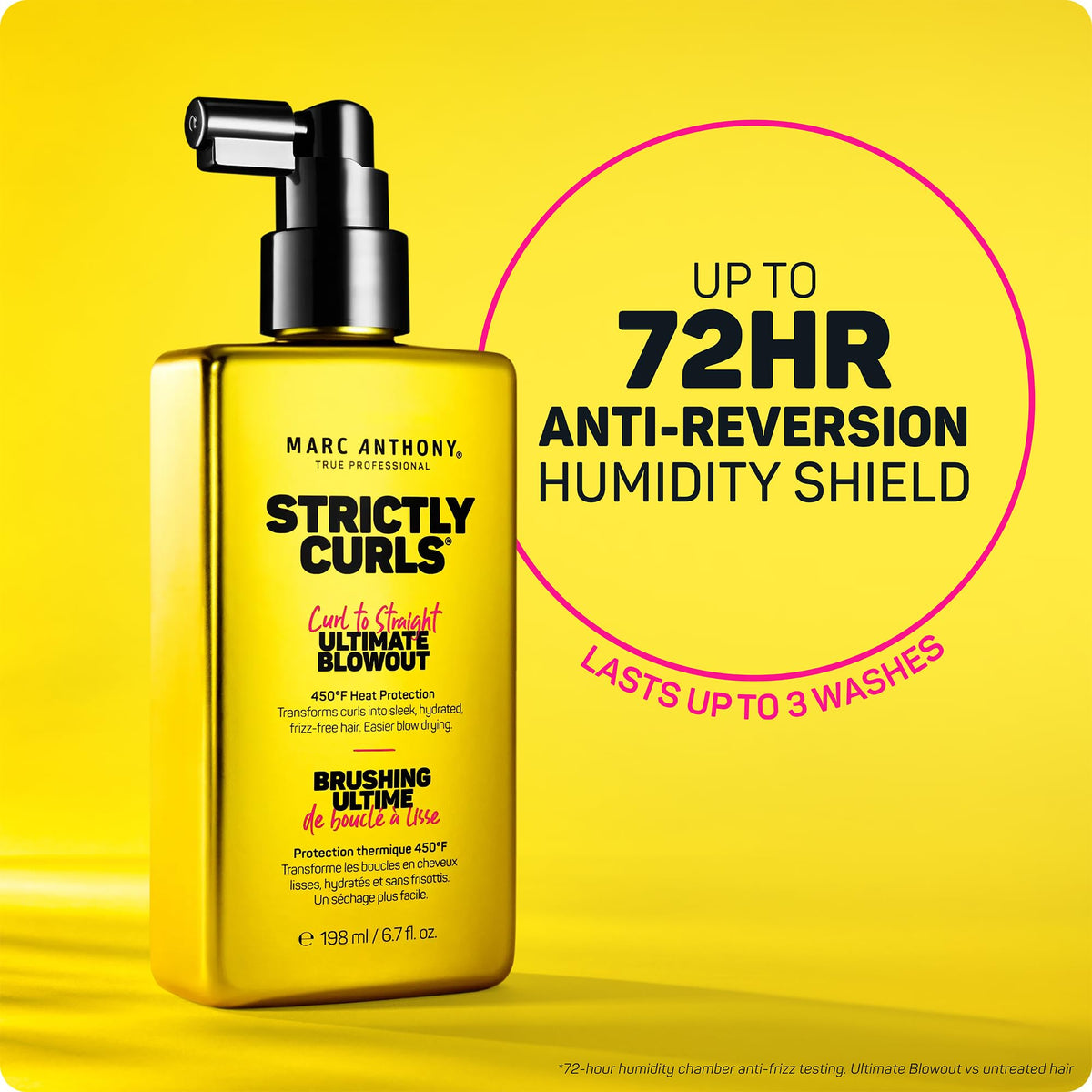 Marc Anthony Curl to Straight Blowout dans un environnement de salle de bain