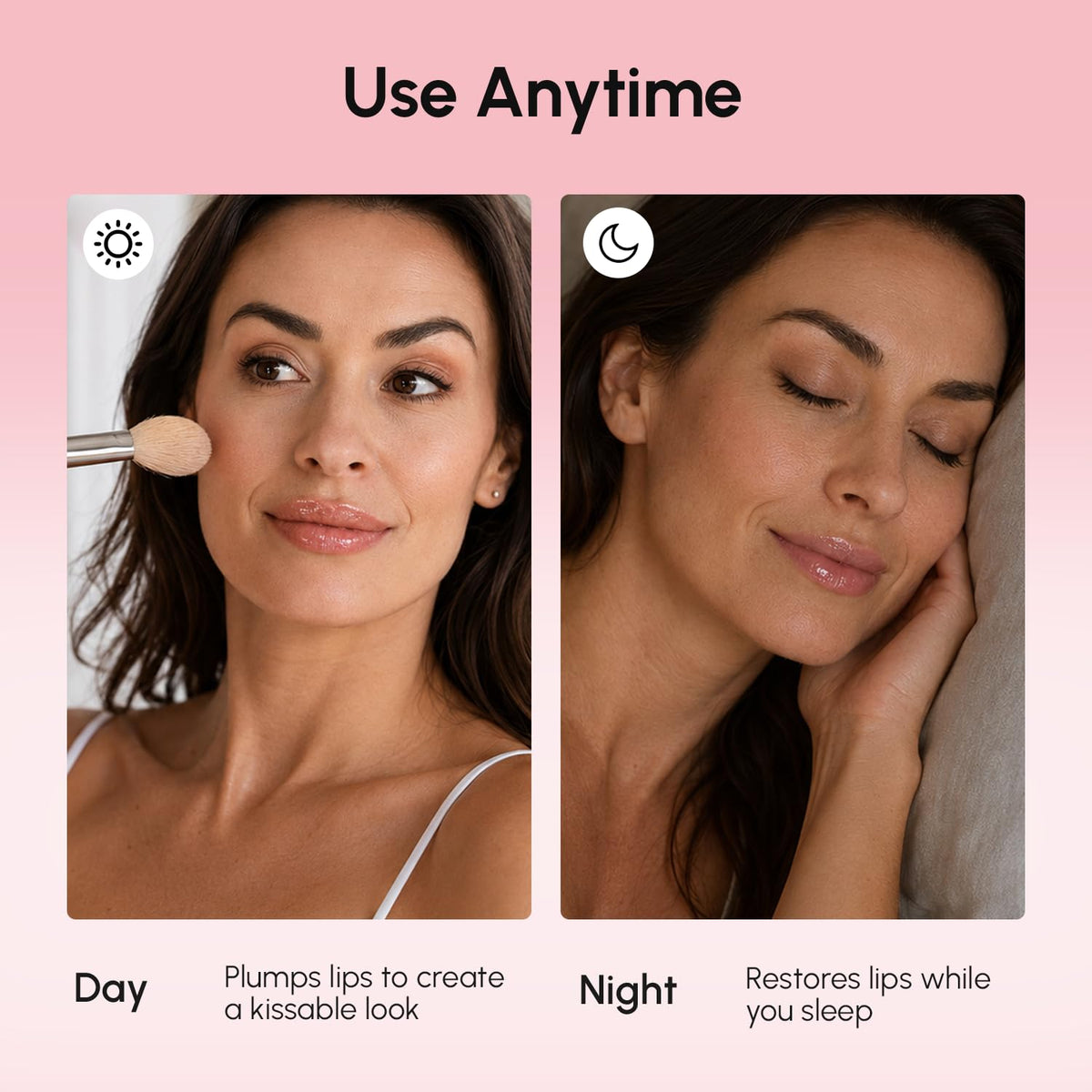 MAREE Masque à Lèvres Nuit avant et après application