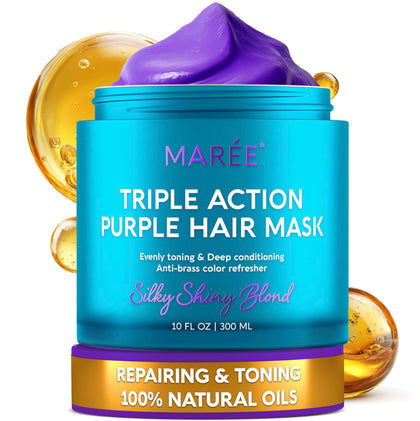 MAREE Masque Capillaire Hydratant 431g vue avant avec couvercle violet