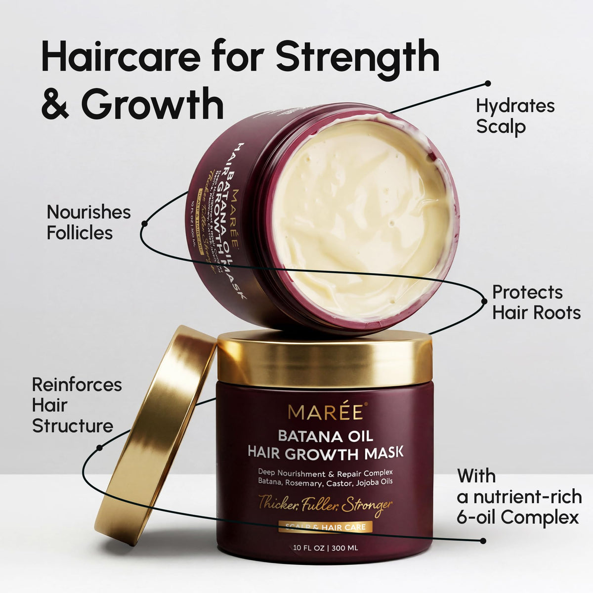 MAREE Masque Capillaire Hydratant 440g application sur cheveux