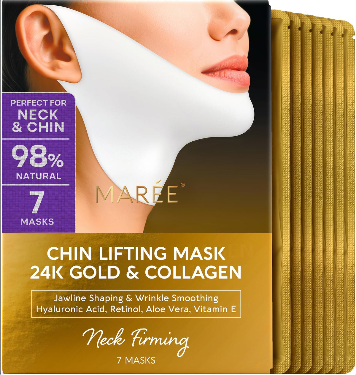 MAREE Masque V Line Lifting 24K Or vue avant avec texture hydrogel