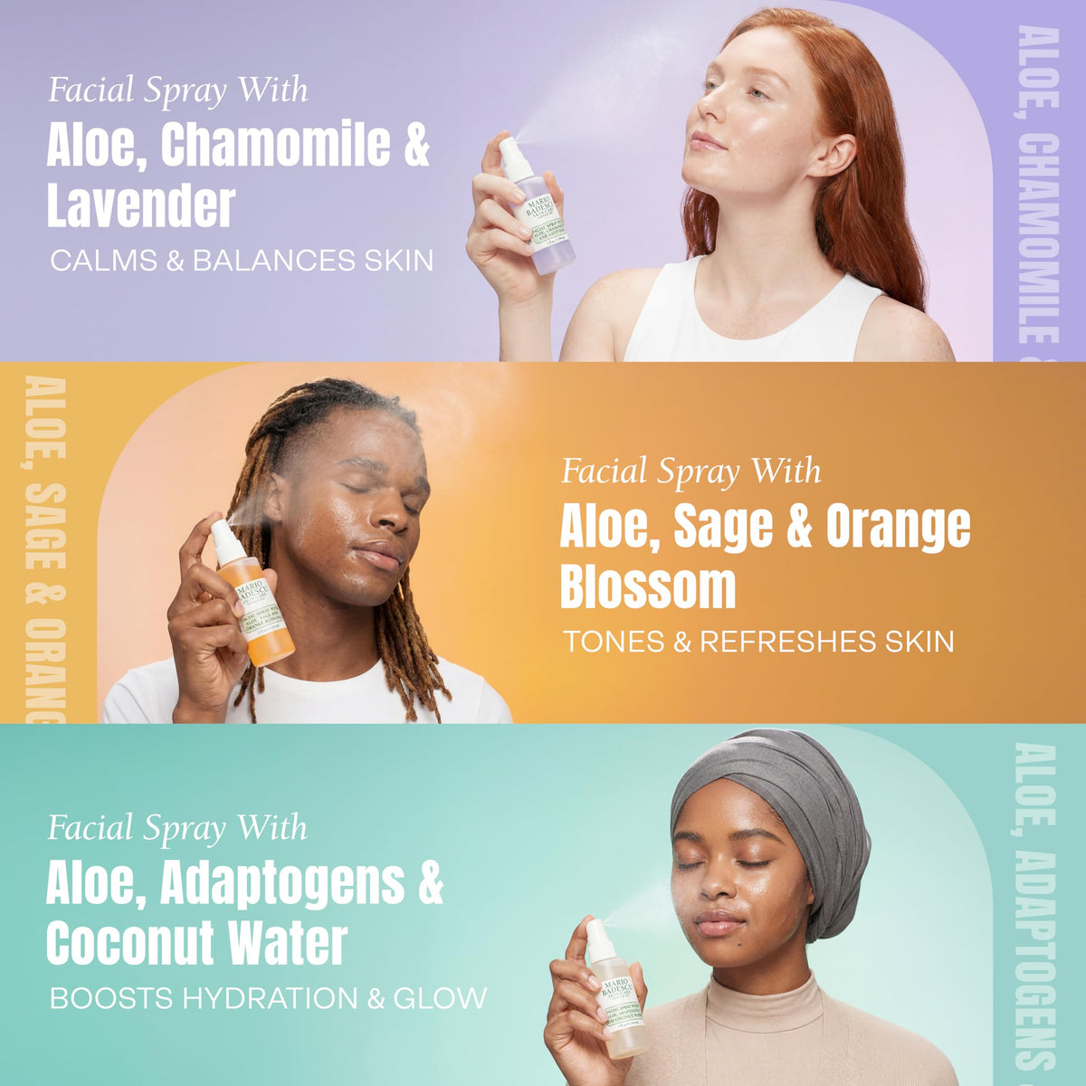 Mario Badescu brume visage Aloe, Concombre et Thé Vert, flacon avant