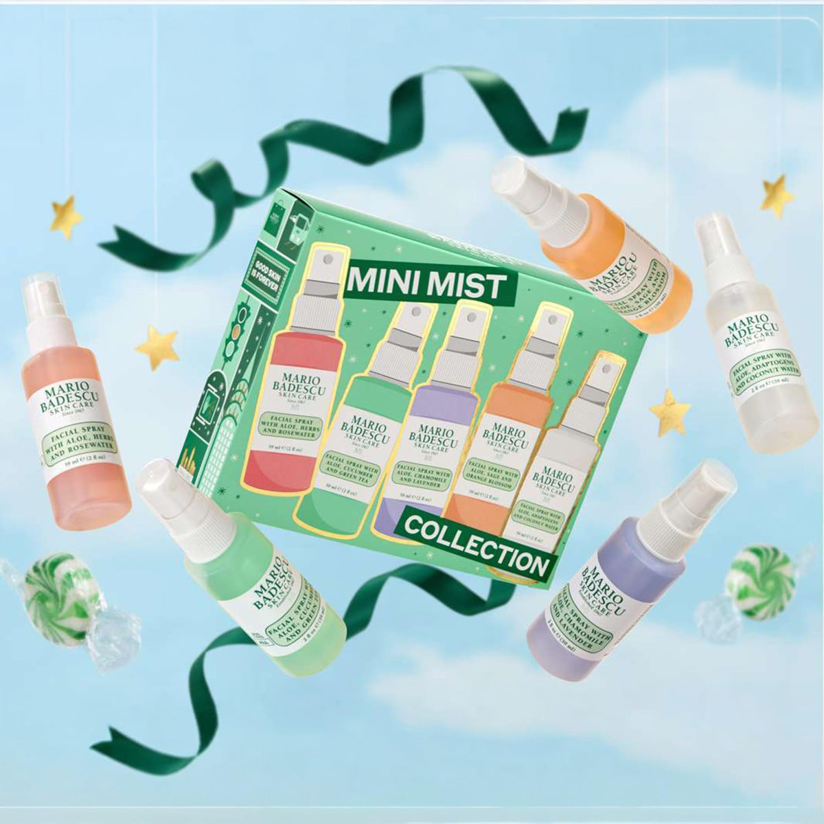 Mario Badescu brume visage sur un fond naturel