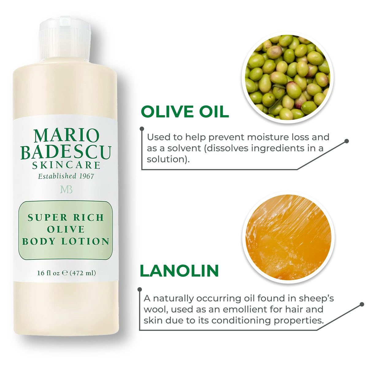 Mario Badescu Lotion Olive Riche 540g application sur peau