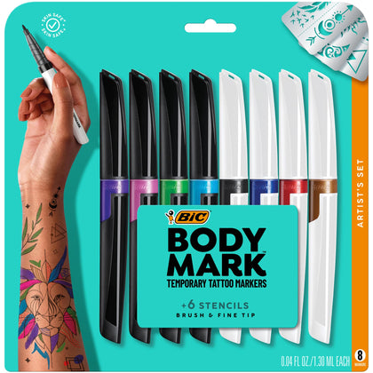 Marqueurs de tatouage temporaire BODYMARK, pack de 8 couleurs