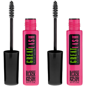Mascara Great Lash de MAYBELLINE en noir intense, pack de 2