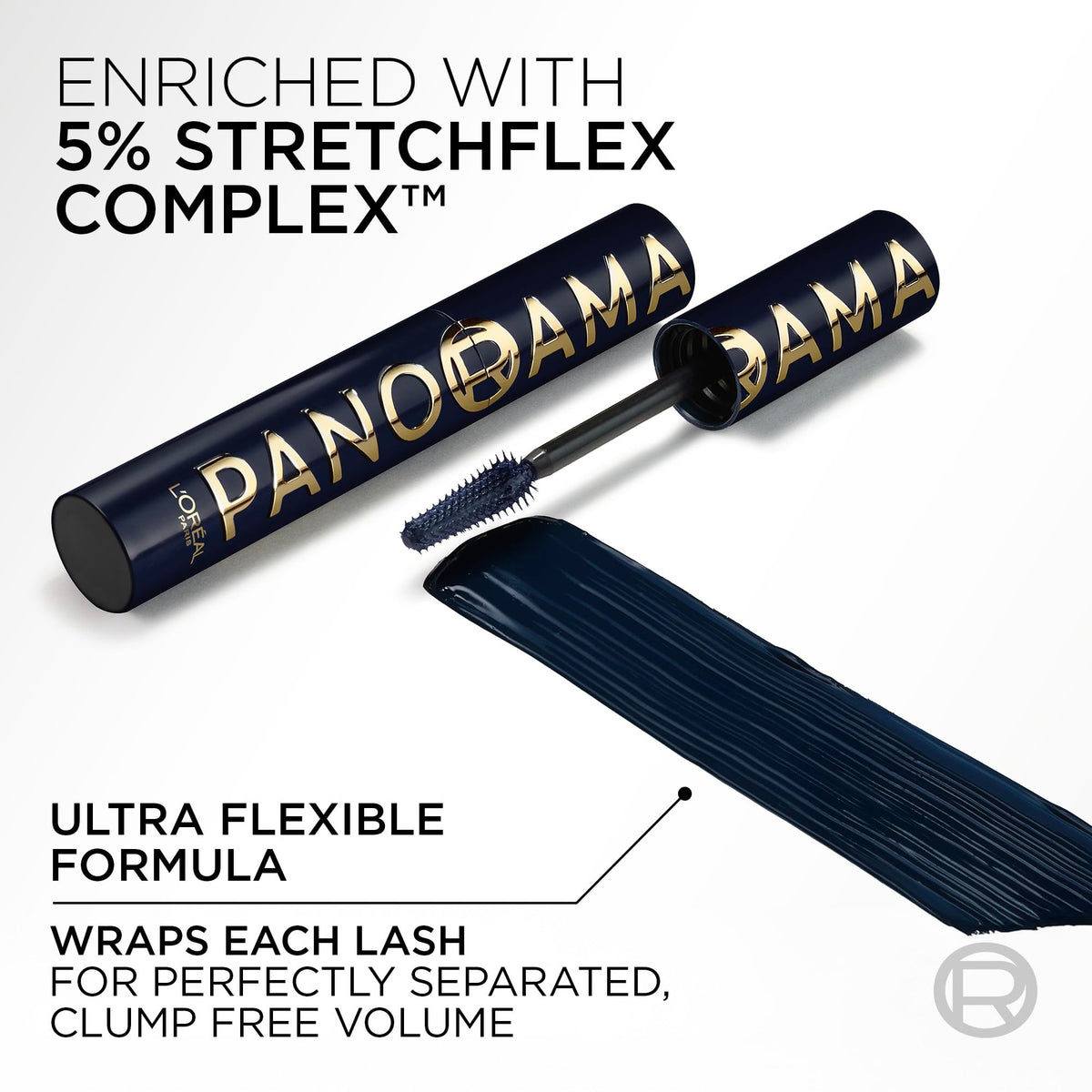 Mascara L'Oreal Paris Voluminous Panorama 706 Bleu Suède avec accessoires de beauté