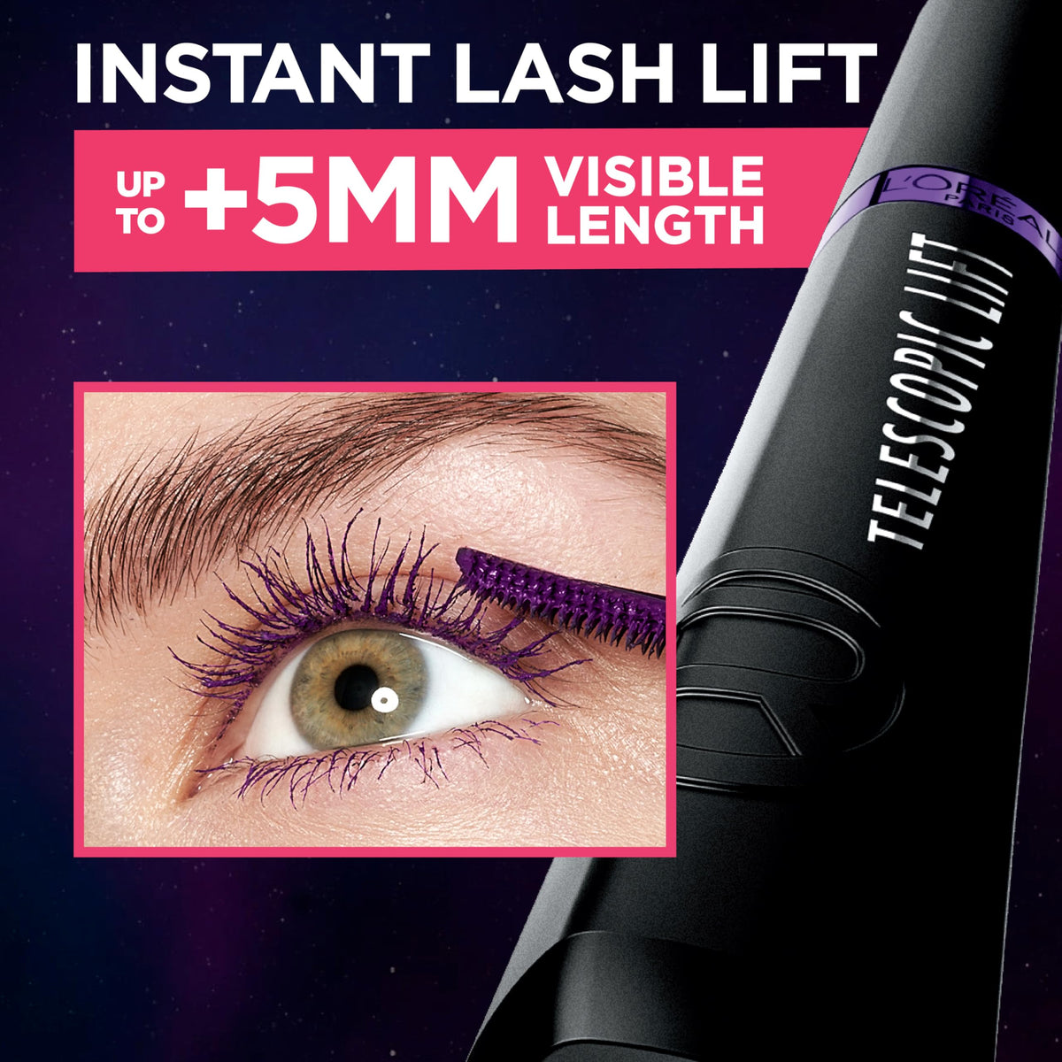 Mascara Telescopic Lift Galactic Purple L'Oreal Paris avec packaging