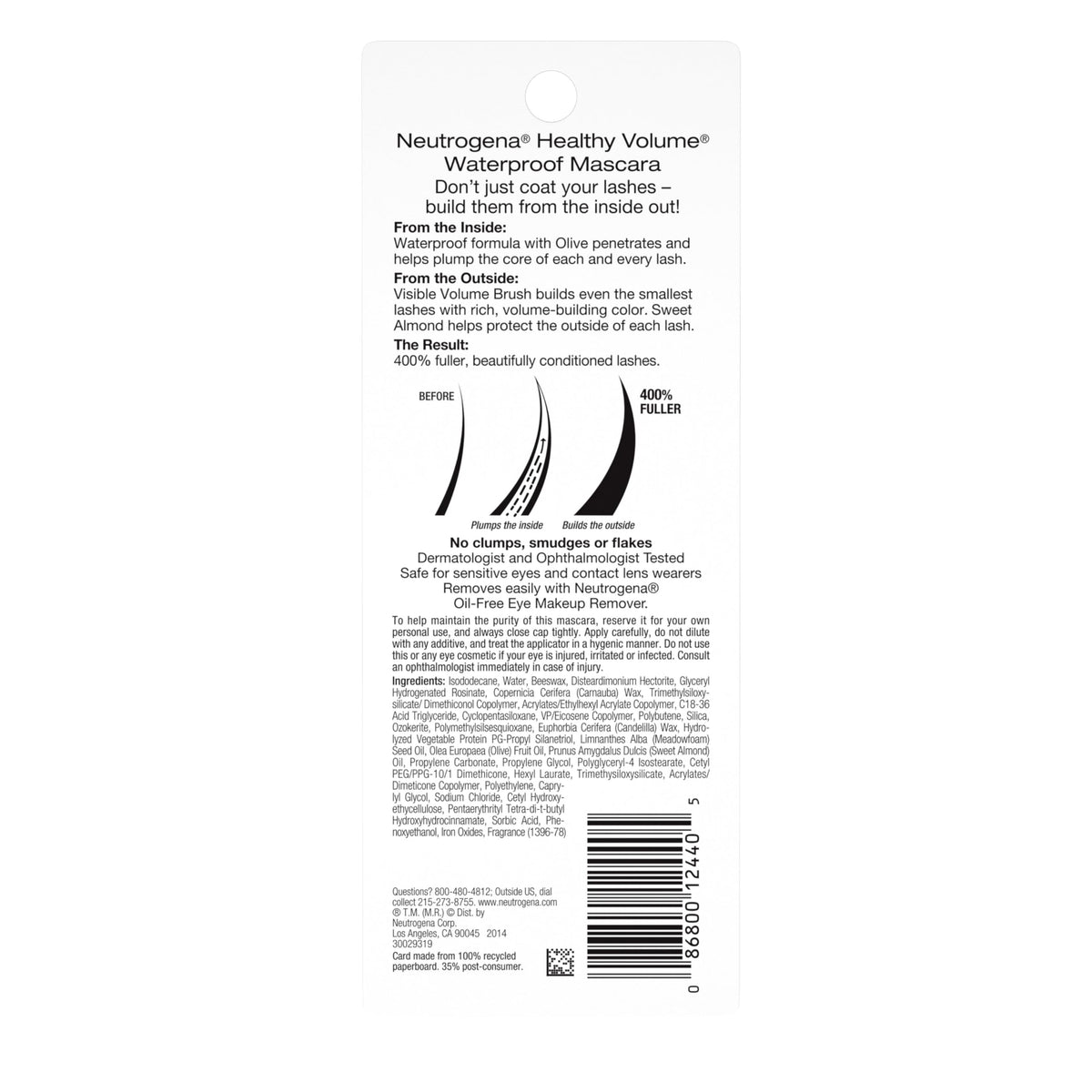 Mascara waterproof Neutrogena avec mise en scène de produits de beauté