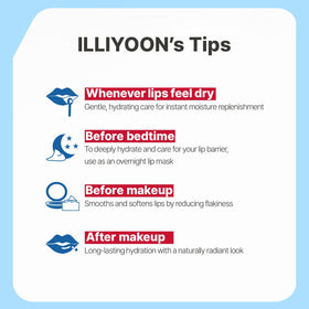 Masque à lèvres Illiyoon en situation avec d'autres produits de soin