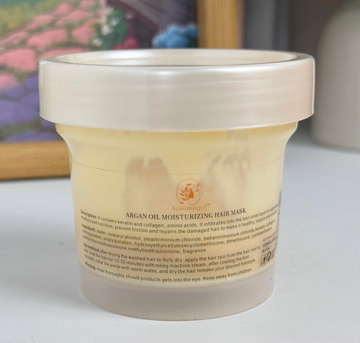 Masque Aomimegel avec huile d'argan et collagène en utilisation