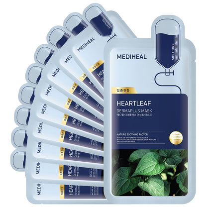 Masque Apaisant Heartleaf MEDIHEAL paquet de 10 pièces